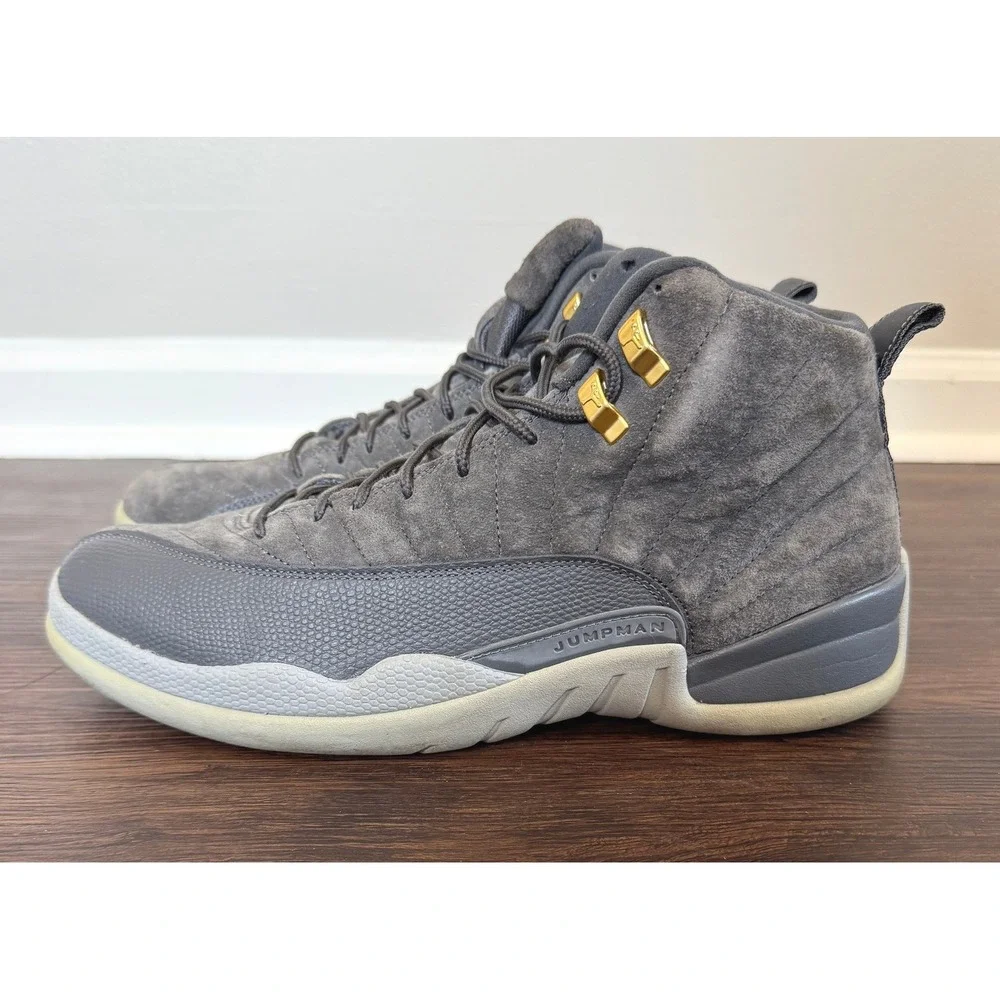 Nike Air Jordan 12 Retro Sneakers Suede Dark Grey/Wolf Grey 130690-005 US 11.5